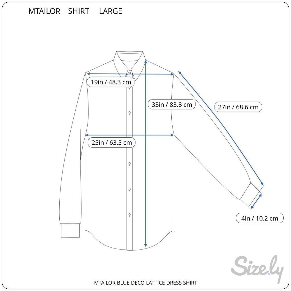MTAILOR CUSTOM MADE CLOTHING BLUE DECO LATTICE LONG SLEEVE DRESS SHIRT LARGE - Picture 4 of 10